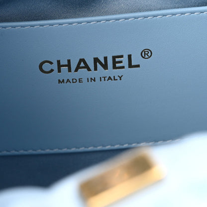 Washed Denim Quilted Small Chanel 25 Handbag Blue