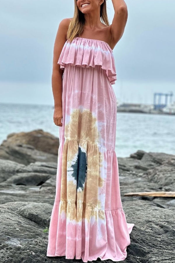 Ruffled Handmade Batik Maxi Dress