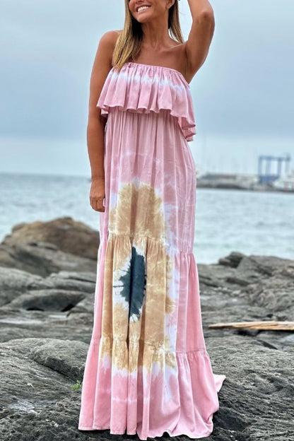 Ruffled Handmade Batik Maxi Dress