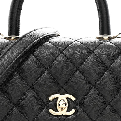 Caviar Quilted Mini Coco Handle Flap Black