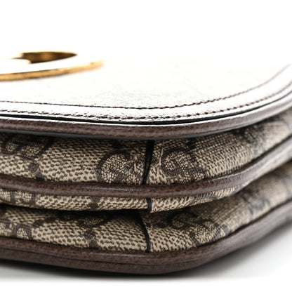 GG Supreme Monogram Textured Dollar Calfskin Mini Blondie Chain Shoulder Flap Bag Beige Ebony New Acero