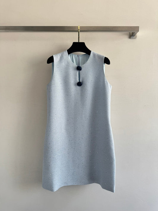 CC Sleeveless Dress Light Blue Viscose Silk Wool 352987