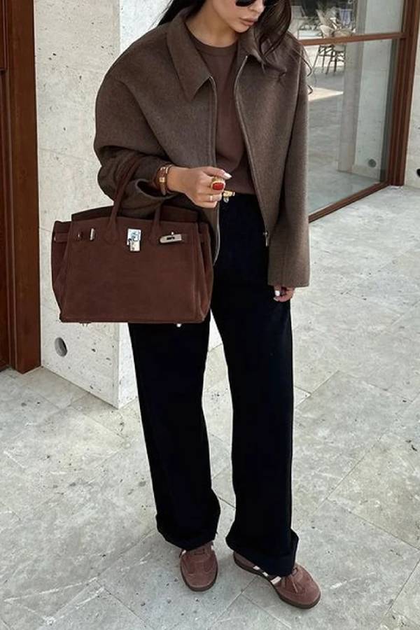 Chaqueta de solapa versátil de moda