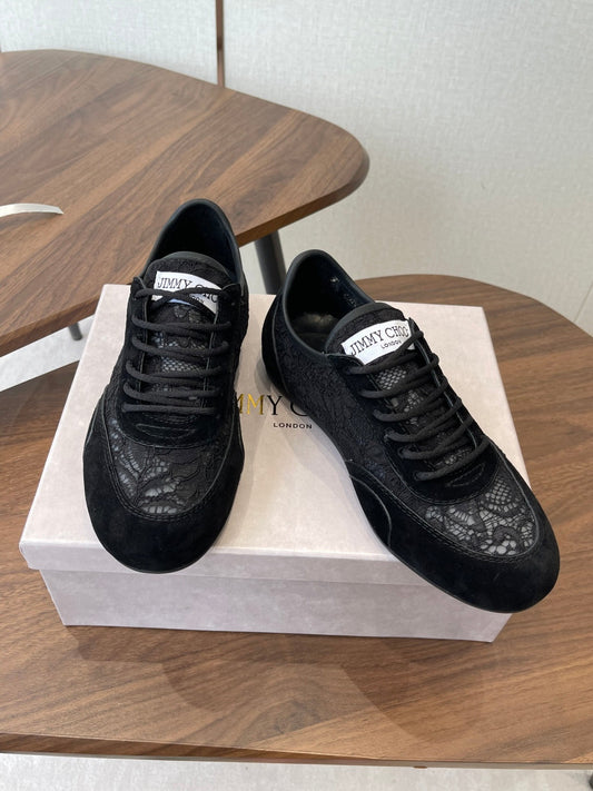 Jimmy Choo Sunny F Sneaker Black Lace Leather