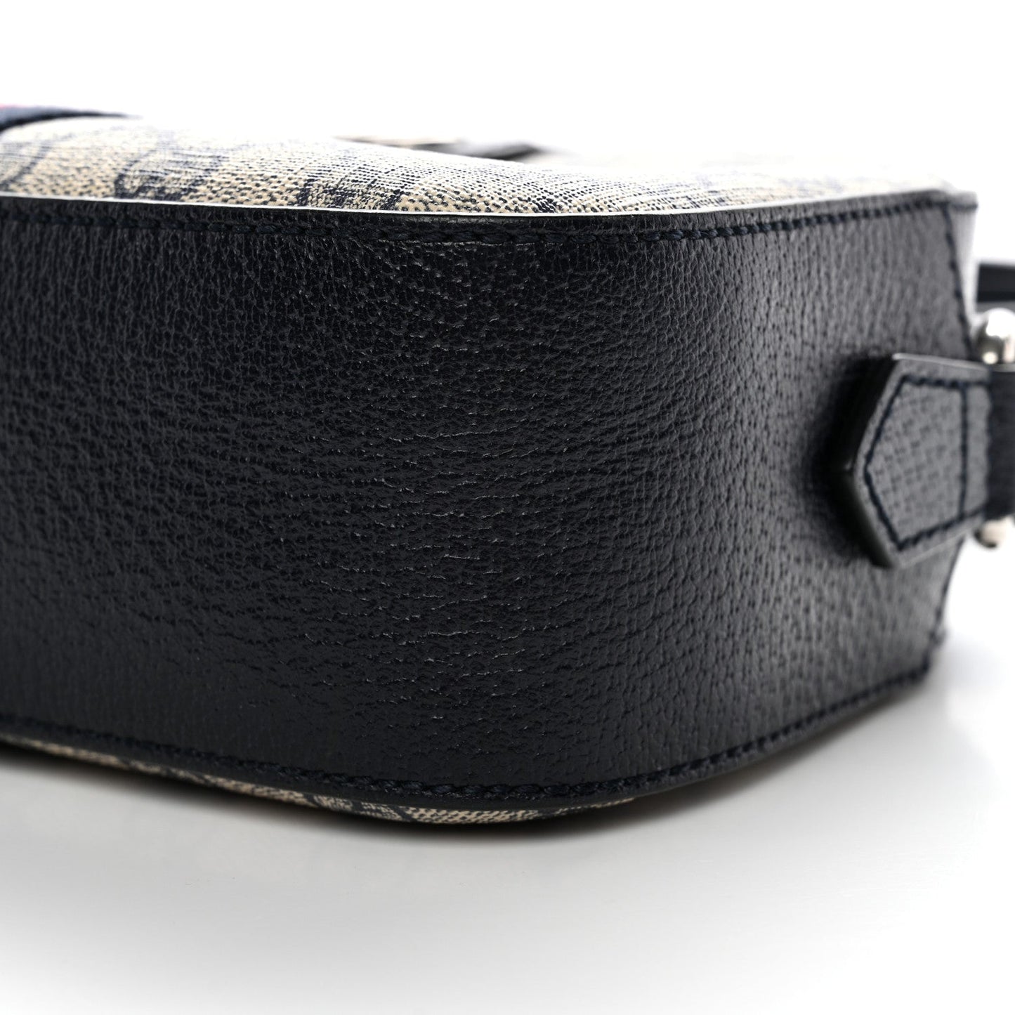 GG Supreme Monogram Textured Dollar Calfskin Web Small Ophidia Camera Bag Beige Blue