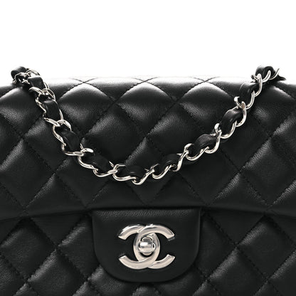Lambskin Quilted Mini Rectangular Flap Black