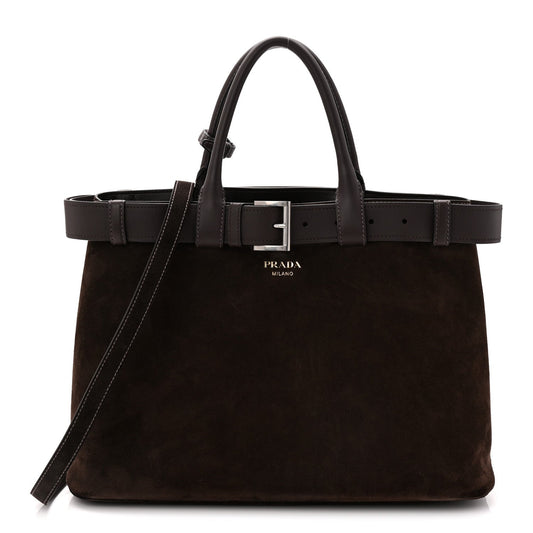 Scamosciato Large Buckle Bag With Belt Ebano