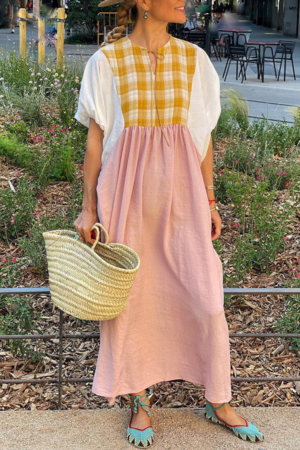 Vestido con mangas dolman y paneles a cuadros