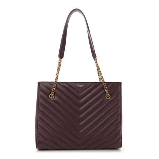 Grain de Poudre Matelasse Chevron Medium Tribeca Shopping Bag Rouge Legion