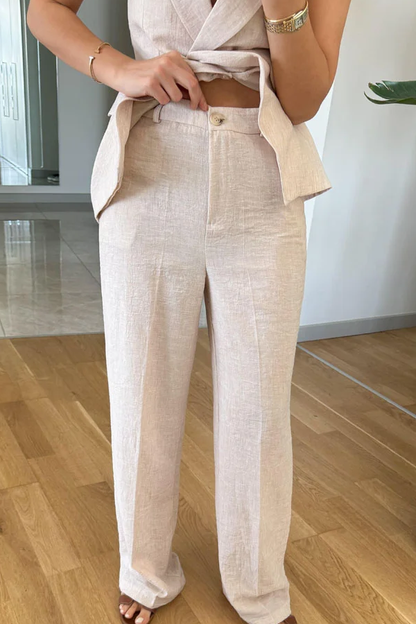 Conjunto de dos piezas de chaleco y pantalón con solapa de moda