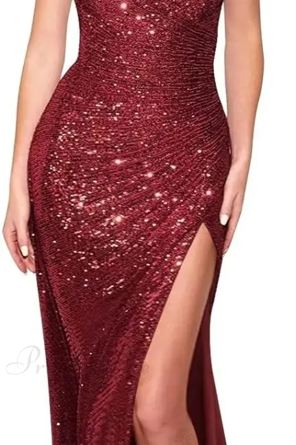 Sequin V-Neck Low Back Sparkly Maxi Dress