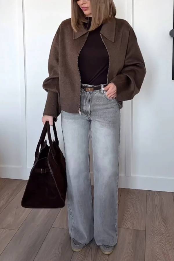 Chaqueta de solapa versátil de moda