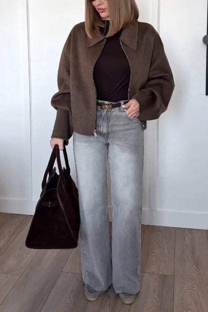 Chaqueta de solapa versátil de moda