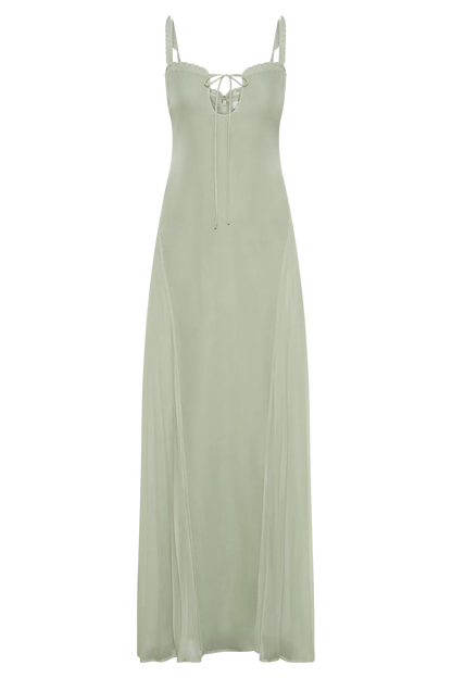 Saira Chiffon Maxi Dress - Pastel Green