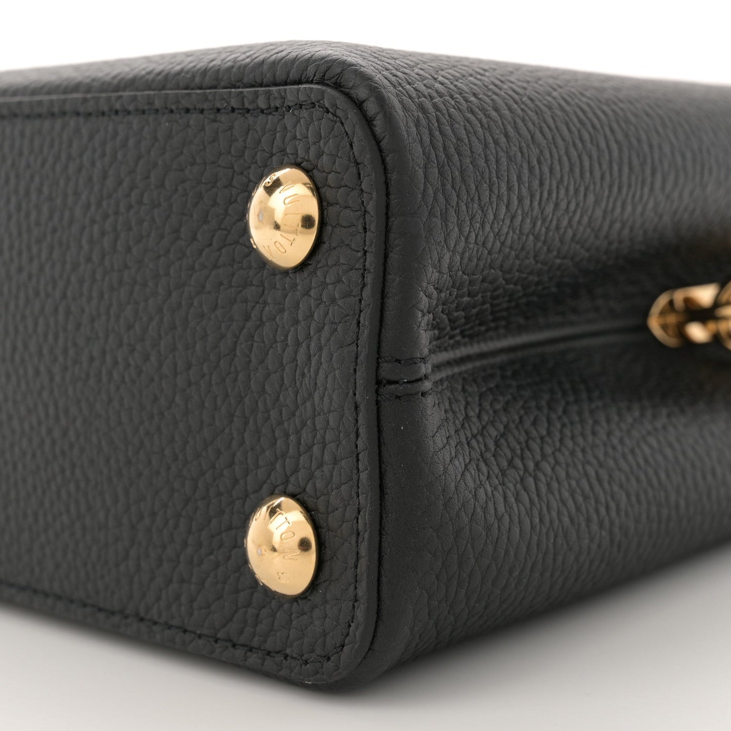 Taurillon Enamel Flower Padlock Chain Capucines BB Black