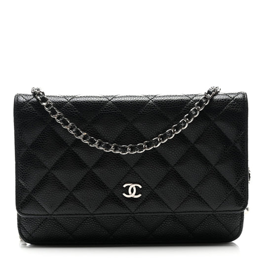 Caviar Quilted Wallet On Chain WOC Black