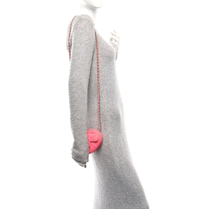 Lambskin Quilted CC In Love Heart Clutch With Chain Pink