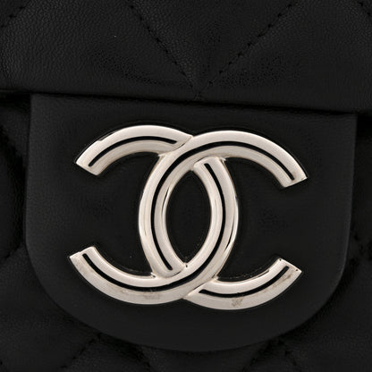 Washed Lambskin Quilted Maxi Chain Around Flap Black