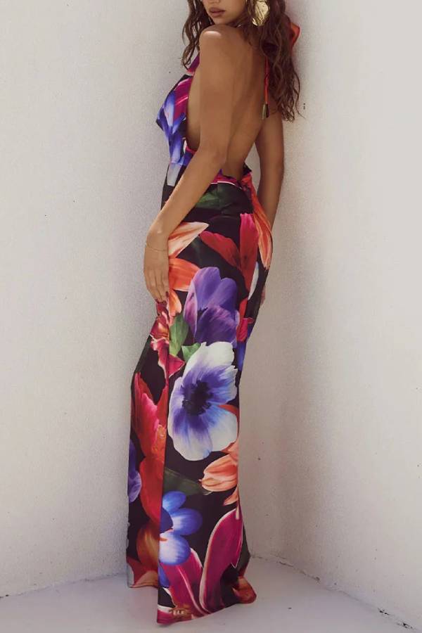 Vestido sexy con espalda abierta y cordones