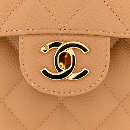 Caviar Quilted XL Jumbo Single Flap Beige