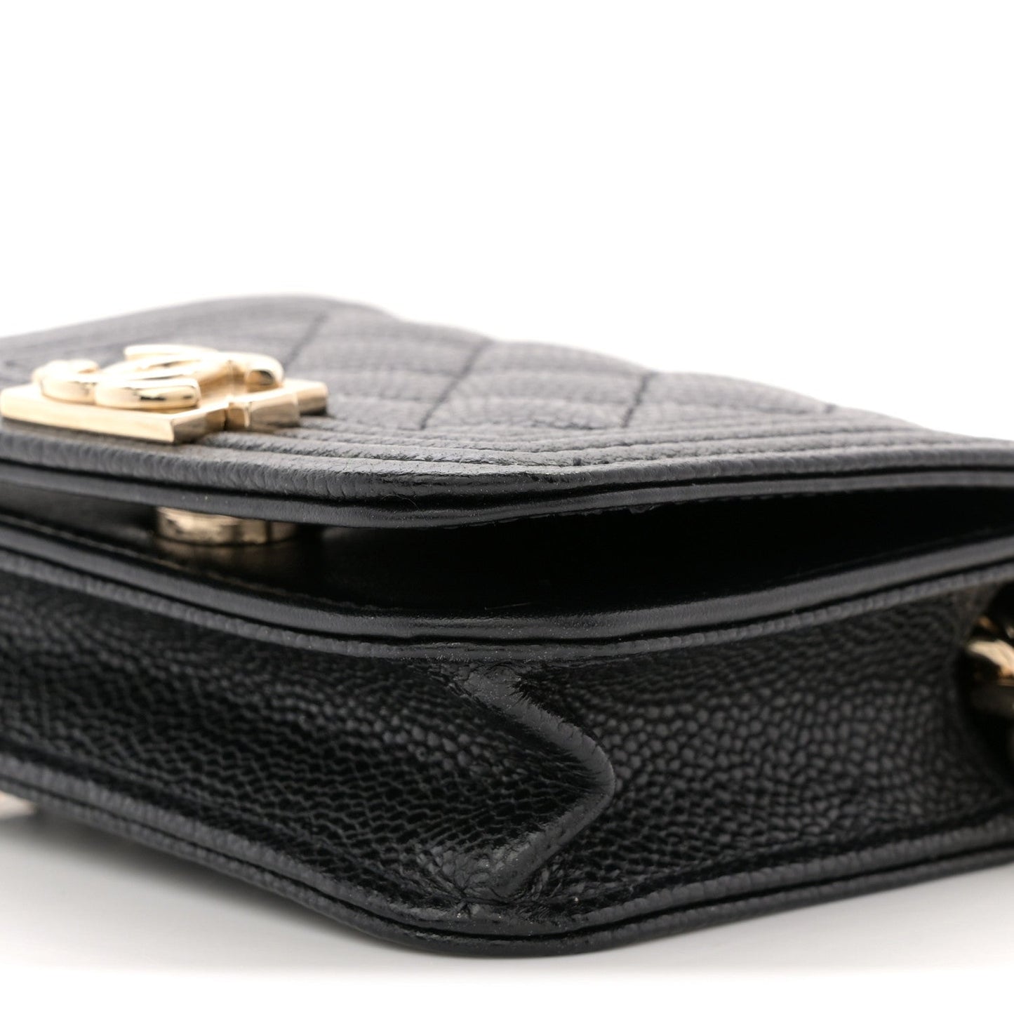 Caviar Quilted Boy Flap Waist Belt Bag Black