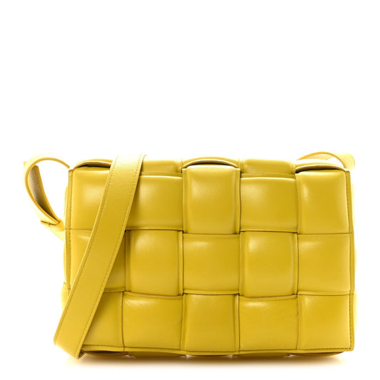 Nappa Maxi Intreccio Padded Cassette Crossbody Bag Buttercup