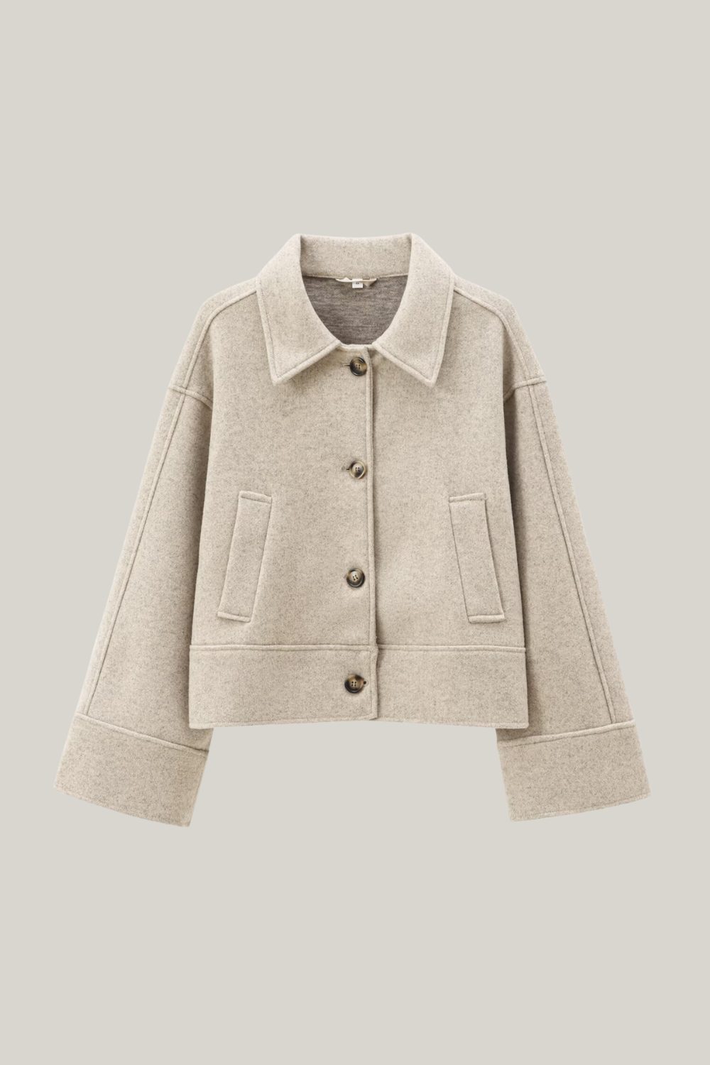 Chaqueta de fieltro de lana con cuello de solapa 