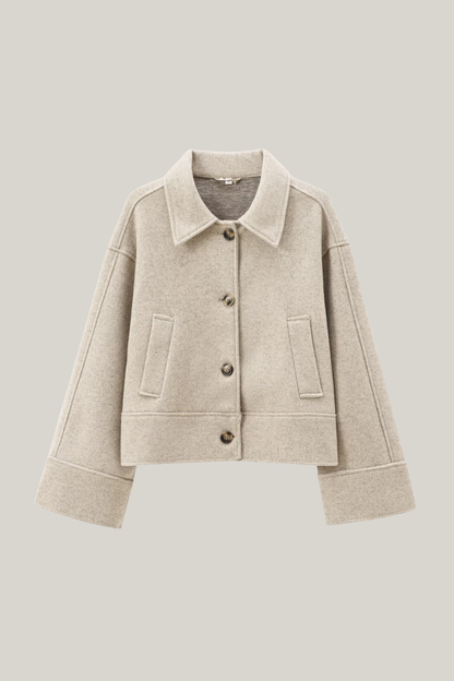 Chaqueta de fieltro de lana con cuello de solapa 