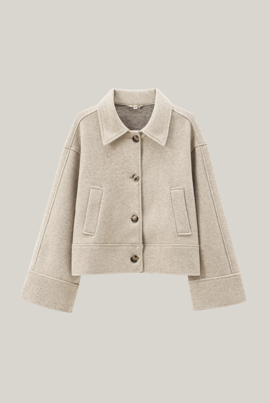 Chaqueta de fieltro de lana con cuello de solapa 