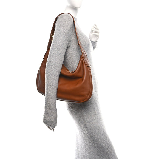 Calfskin Large Go-Hobo Bag Saddle Brown