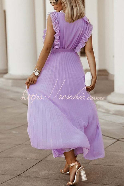 Lost Soul V Neck Pleated Maxi Dress