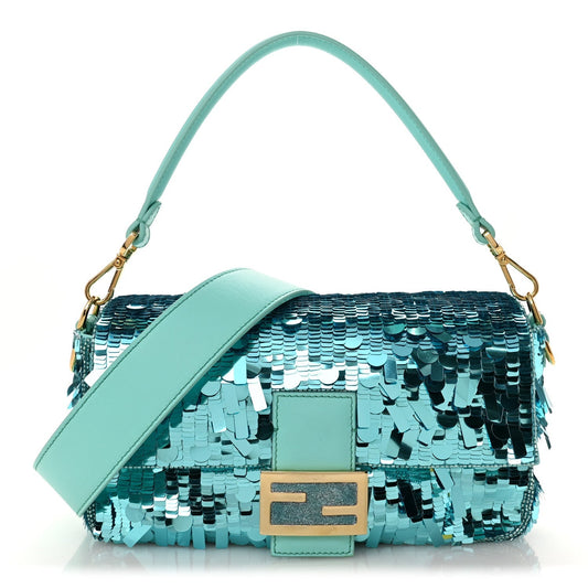 Sequin Paillettes Vitello Grace Sex and the City Baguette Spring Turquoise
