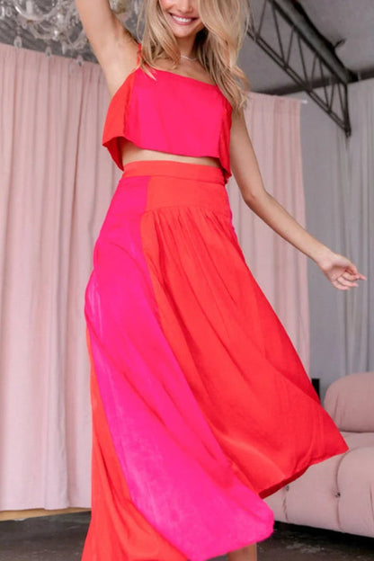 Conjunto casual de dos piezas con colores a juego de moda