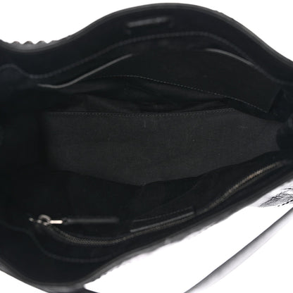 Crinkled Calfskin Matelasse Monogram Medium Niki Shopper Tote Black