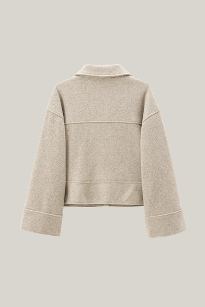 Chaqueta de fieltro de lana con cuello de solapa 