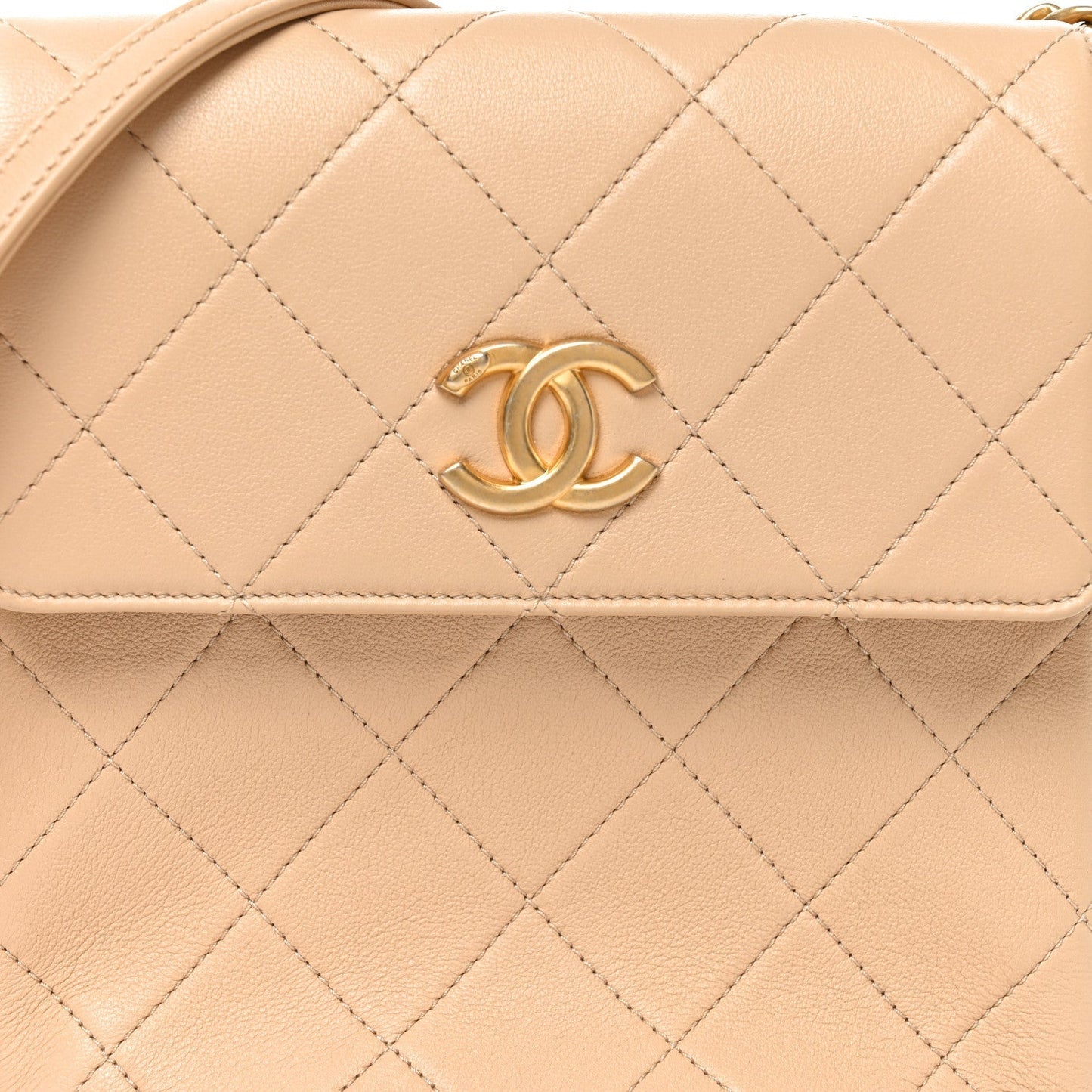 Calfskin Quilted Pearl Small Hobo Bag Beige