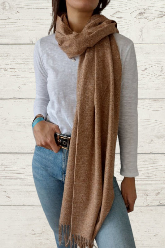 Bufanda color jaspeado, color camel