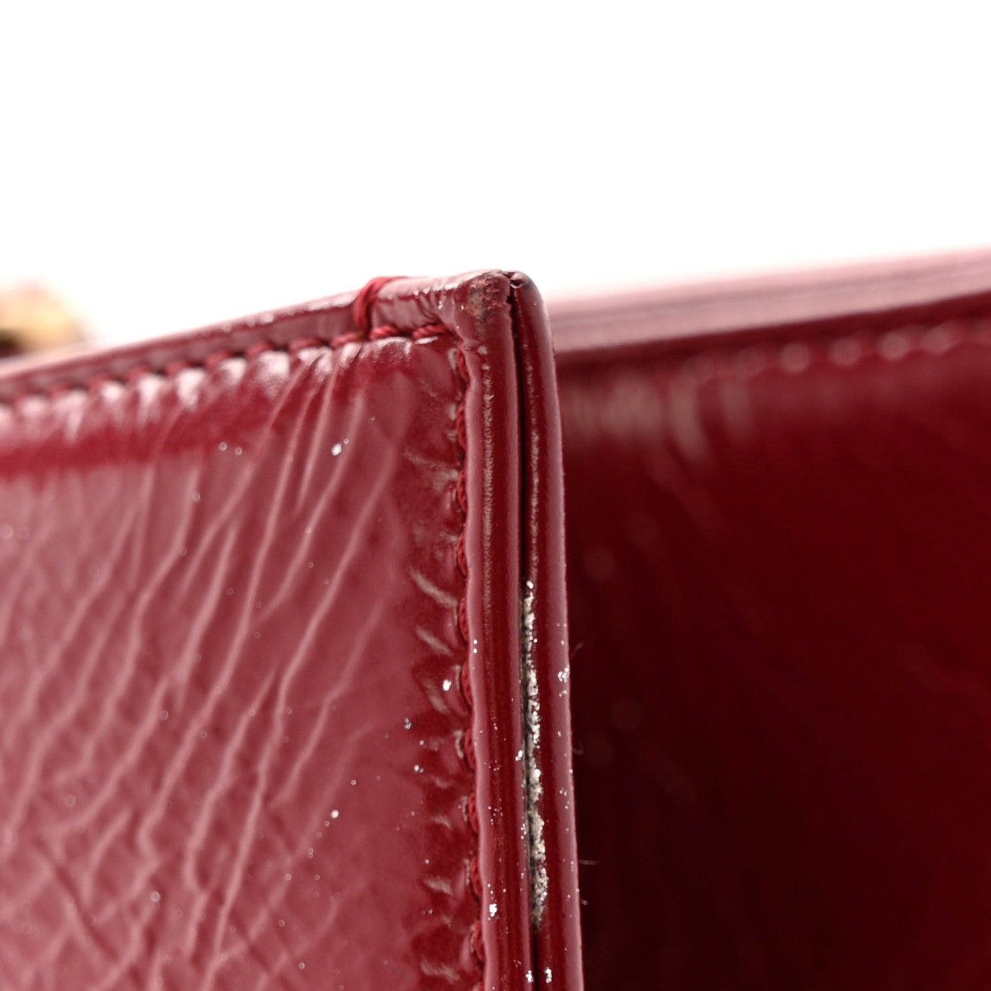 Shiny Aged Calfskin Shopping Bag Red