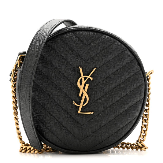 Grain De Poudre Matelasse Chevron Quilted Round Vinyle Camera Bag Black