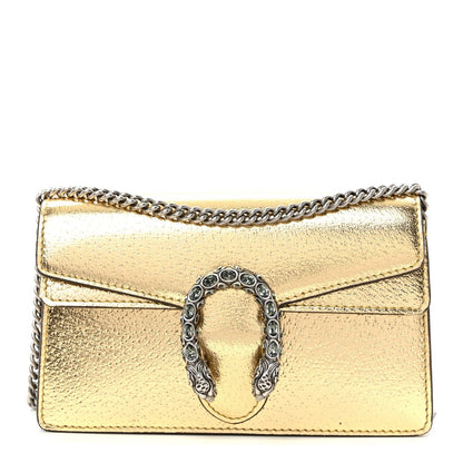 Metallic Calfskin Super Mini Dionysus Shoulder Bag Gold