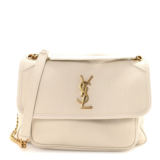Grained Lambskin Monogram Medium Niki Chain Satchel Crema Soft