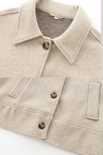 Chaqueta de fieltro de lana con cuello de solapa 