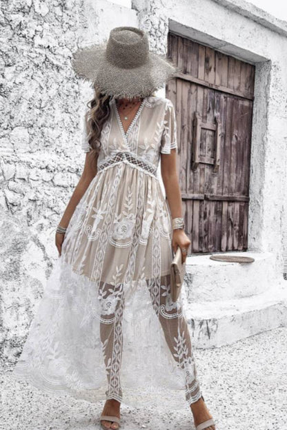 Vestido largo de encaje