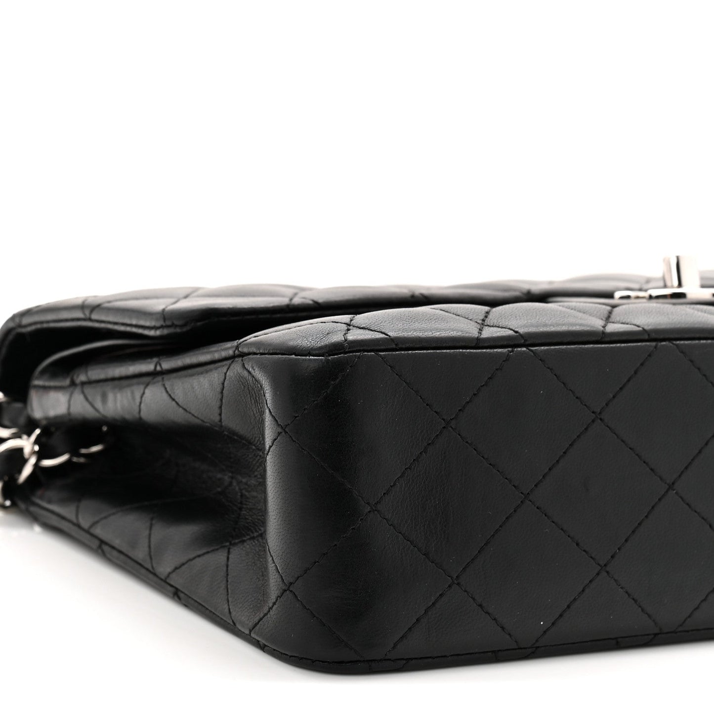 Lambskin Quilted Medium Double Flap Black