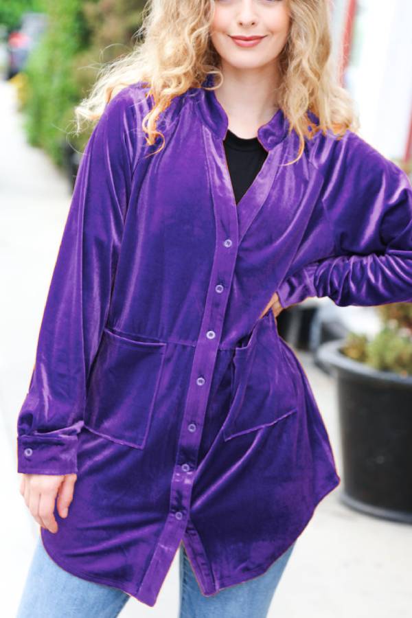 Blusa tipo túnica con botones de terciopelo color óxido