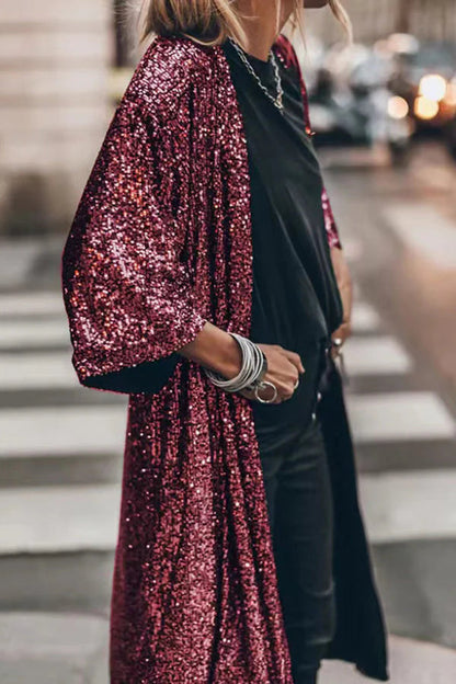 Kimono con mangas acampanadas y lentejuelas Disco Glamour 