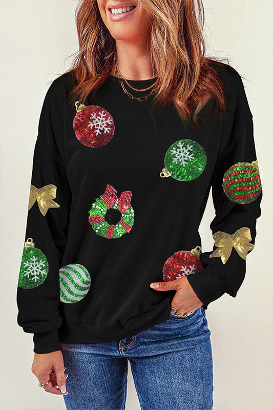 Sudadera con lentejuelas y gráfico navideño