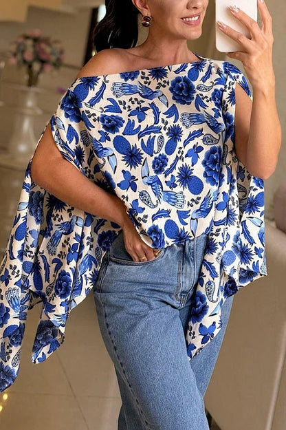 Blusa holgada con mangas murciélago y estampado único de Lisette (incluye top de tubo)