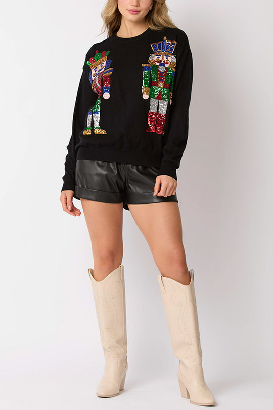 Sudadera casual de moda con lentejuelas de soldado navideño