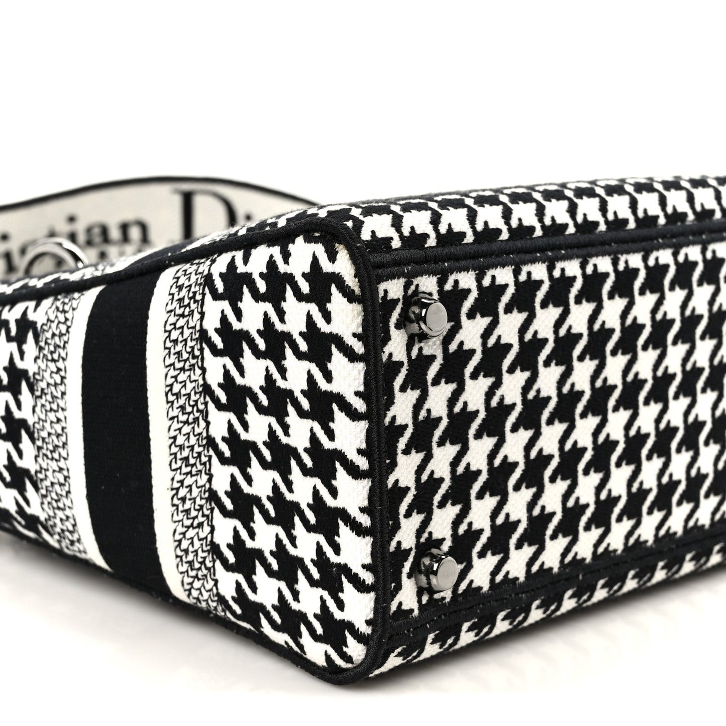 Canvas Houndstooth Embroidered Medium Lady D-Lite Black White